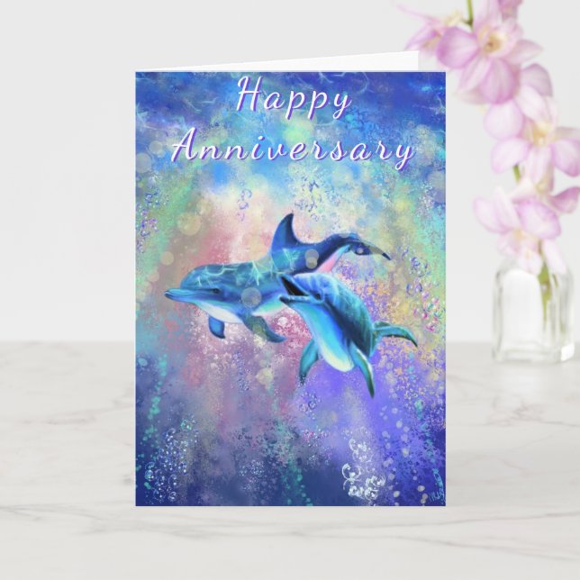 Carte d'anniversaire Dolphin Couple - Amour (Orchidée)