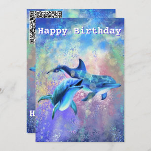 Carte d'anniversaire Dolphin Couple votre QR Code 