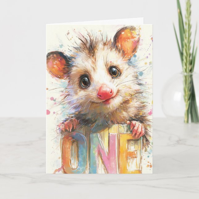Carte d'anniversaire d'opossum (Devant)
