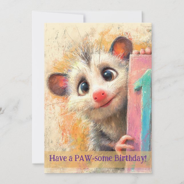 Carte d'anniversaire d'opossum (Devant)