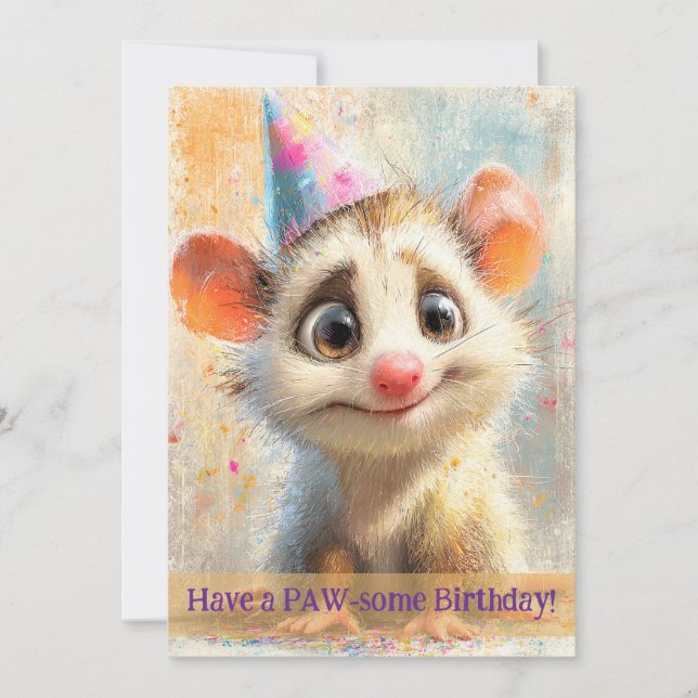Carte d'anniversaire d'opossum (Devant)
