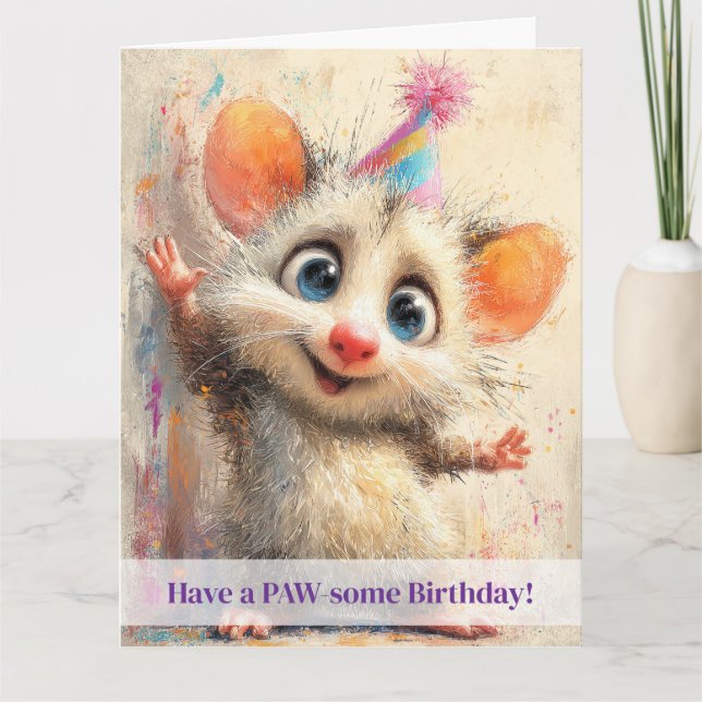 Carte d'anniversaire d'opossum (Devant)