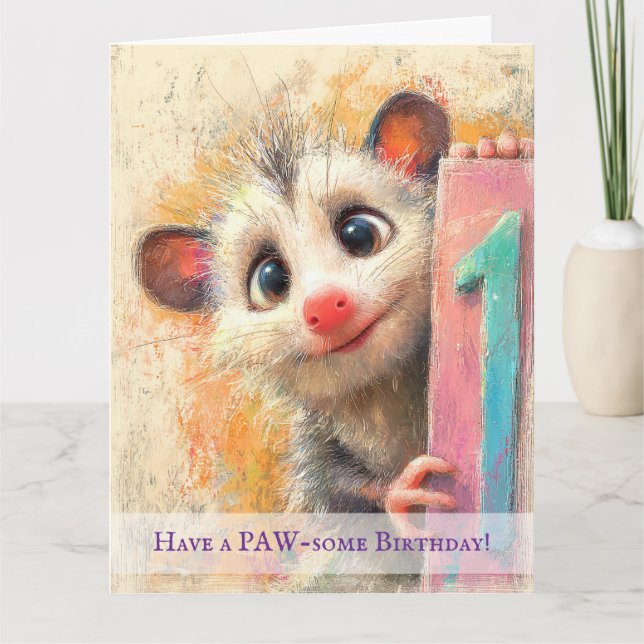 Carte d'anniversaire d'opossum (Devant)