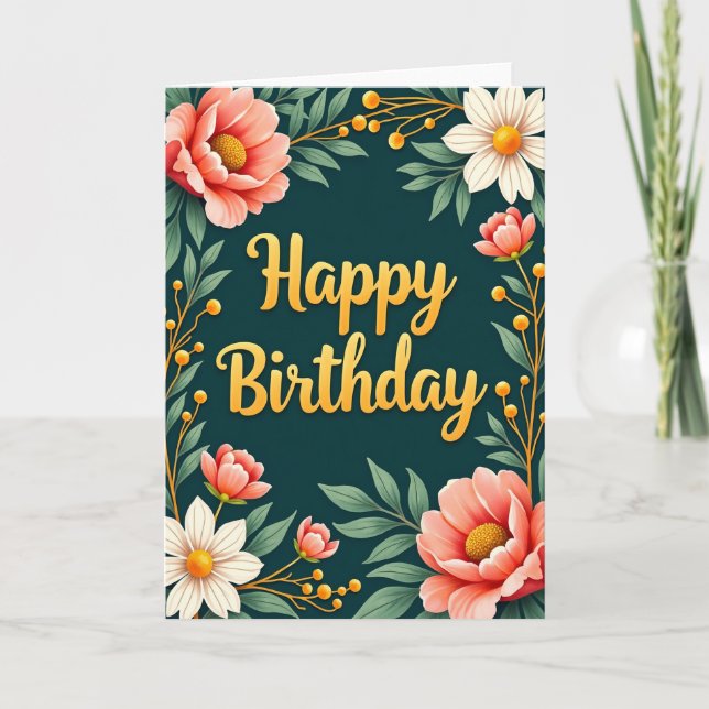 Carte d'anniversaire dorée (Devant)