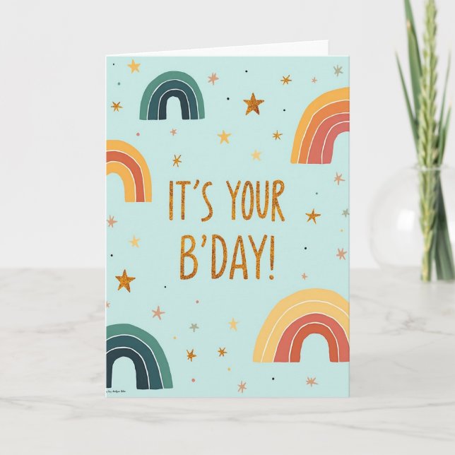 Carte d'anniversaire dorée ludique (Devant)