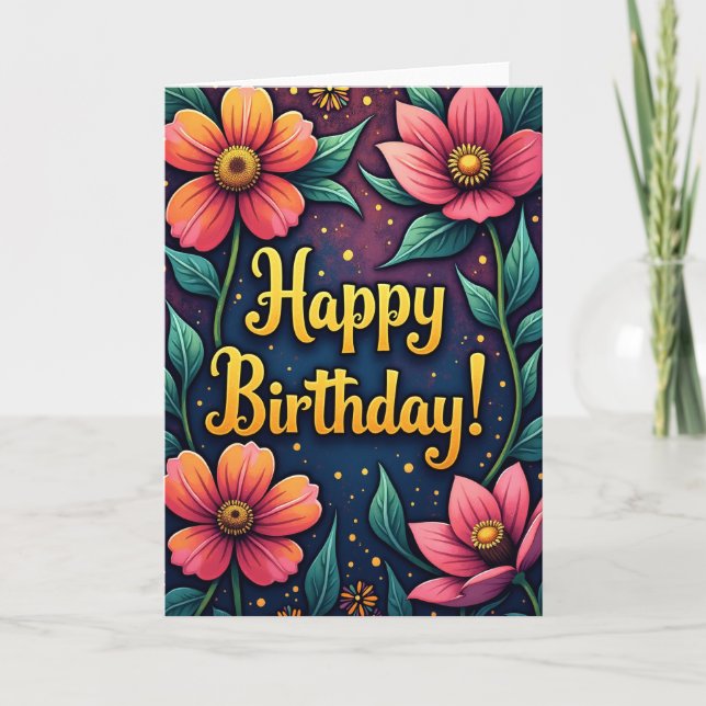 Carte d'anniversaire dorée rayée (Devant)