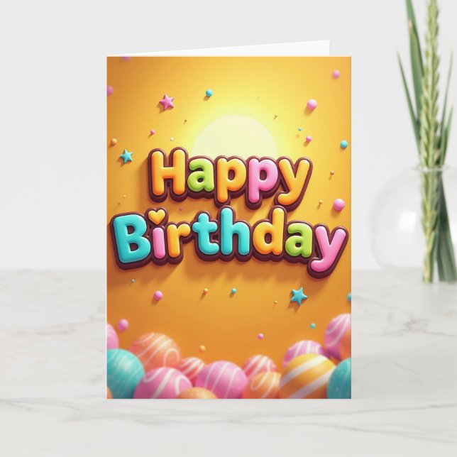Carte d'anniversaire dorée vibrante (Devant)