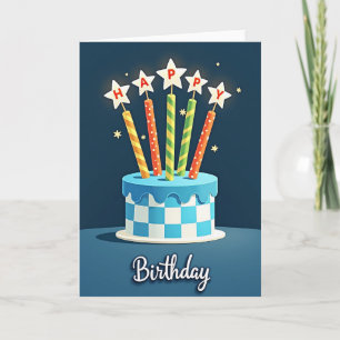 Carte d'anniversaire douce à damier