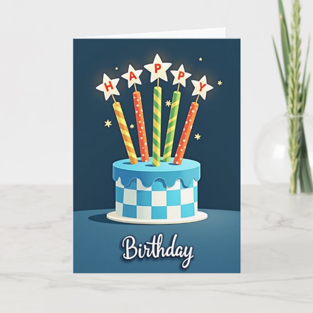 Carte d'anniversaire douce à damier (Devant)