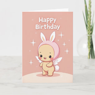 Carte d'anniversaire Douce Ange Lapin