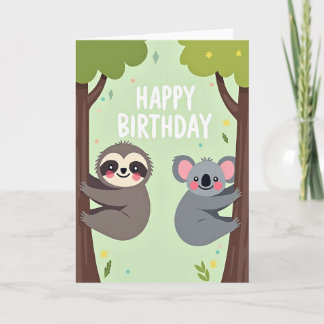 Carte d'anniversaire Douce Animaux de la Forêt