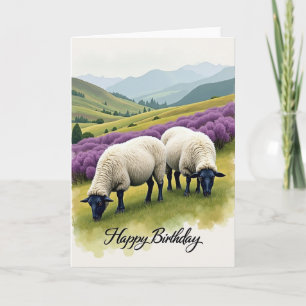 Carte d'anniversaire douce aux moutons laineux