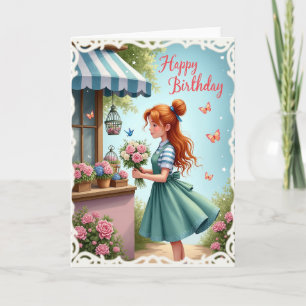 Carte d'anniversaire douce avec bordure en dentell