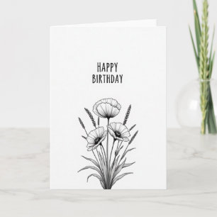 Carte d'anniversaire douce avec coquelicot
