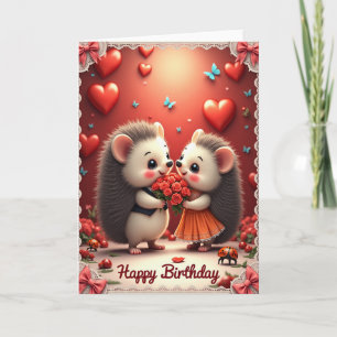 Carte d'anniversaire douce avec étreinte d'animal
