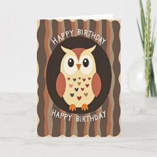 Carte d'anniversaire douce chouette coeur