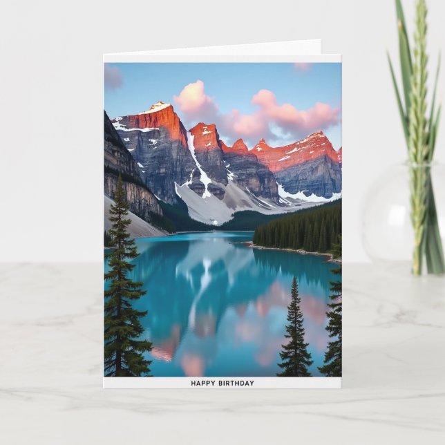 Carte d'anniversaire douce du lac alpin (Devant)