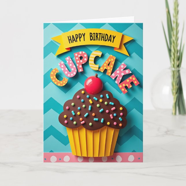 Carte d'anniversaire douce en papercraft (Devant)