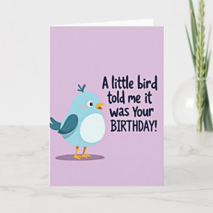 Carte d'anniversaire douce et ludique pour oiseau