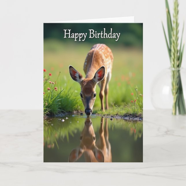 Carte d'anniversaire douce faon tacheté (Devant)