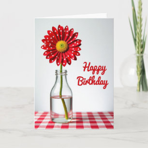 Carte d'anniversaire douce fleur à pois