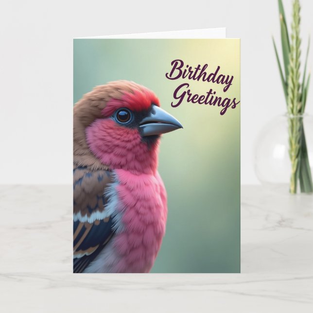 Carte d'anniversaire douce Fuchsia Bird (Devant)