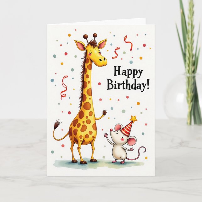 Carte d'anniversaire douce girafe (Devant)