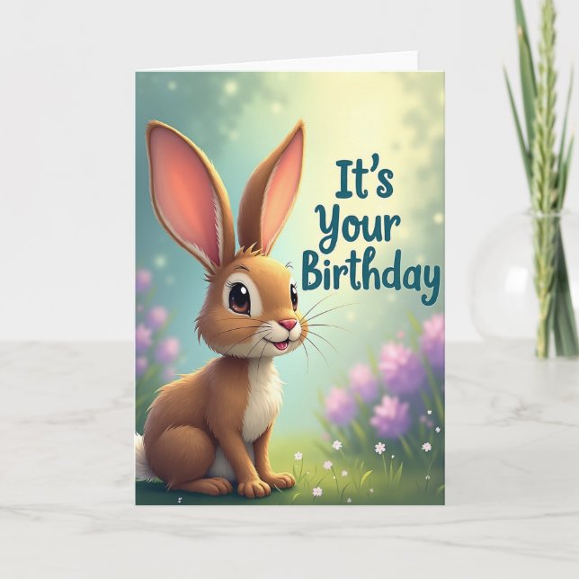 Carte d'anniversaire douce Lagomorphe (Devant)