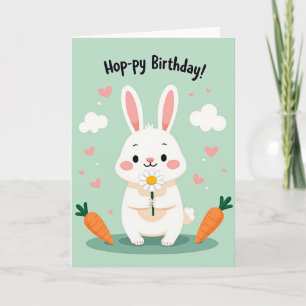 Carte d'anniversaire douce lapin