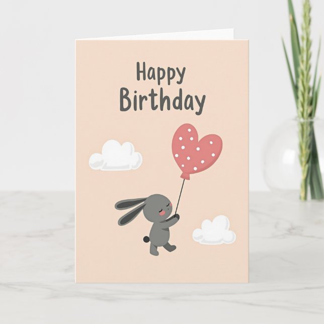 Carte d'anniversaire douce lapin (Devant)