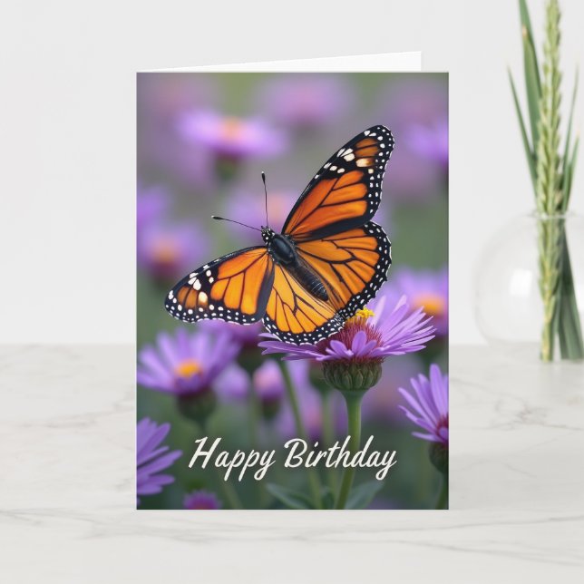 Carte d'anniversaire douce papillon (Devant)