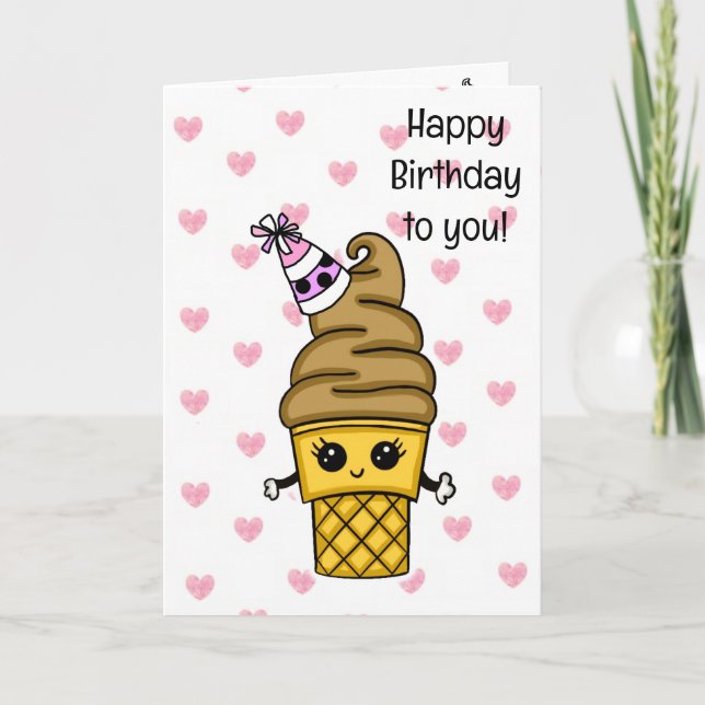 Carte d'anniversaire douce pour elle | Cône de gla (Devant)