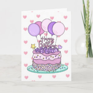 Carte d'anniversaire douce pour elle   Gâteau d'an