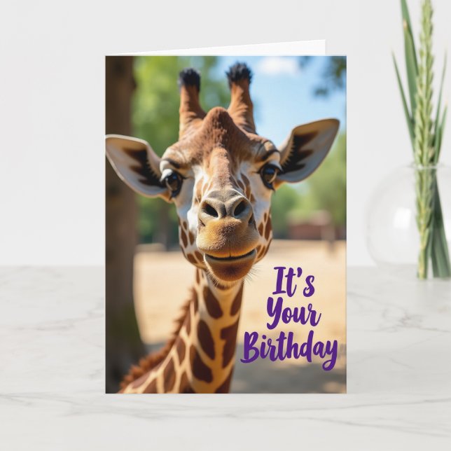 Carte d'anniversaire douce pour girafe (Devant)