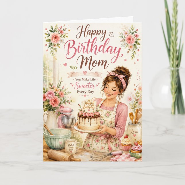Carte d'anniversaire douce pour maman avec kit flo (Devant)