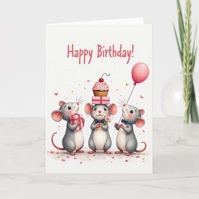 Carte d'anniversaire douce pour rongeurs (Devant)