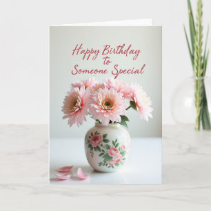 Carte d'anniversaire douce rose Daisy
