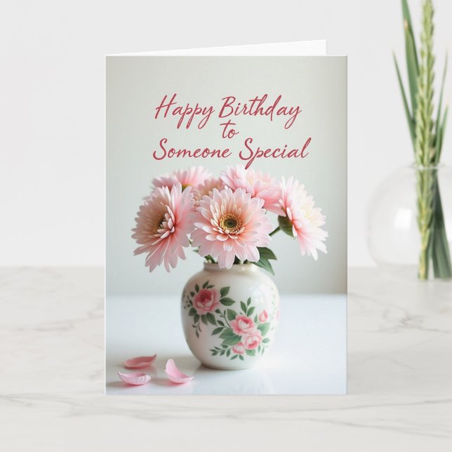 Carte d'anniversaire douce rose Daisy (Devant)