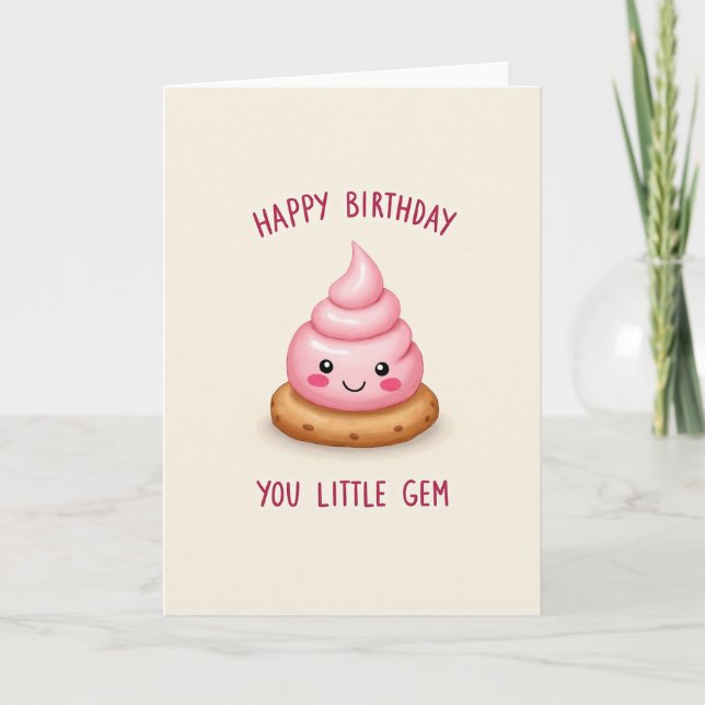 Carte d'anniversaire douce rose friandise (Devant)
