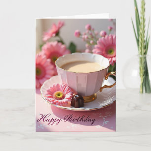 Carte d'anniversaire douce tasse de thé