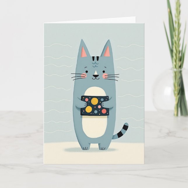 Carte d'anniversaire Dreamy Cat Art (Devant)