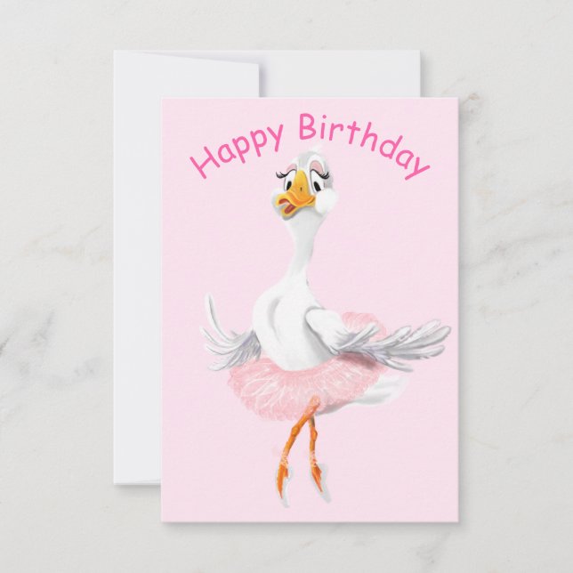 Carte d'anniversaire drôle avec Ballerina Duck (Devant)