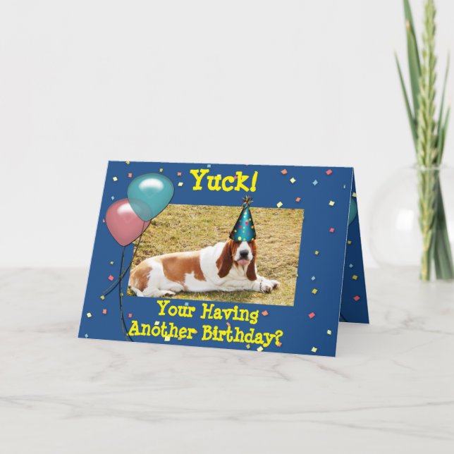 Carte d'anniversaire drôle avec Basset Hound (Devant)