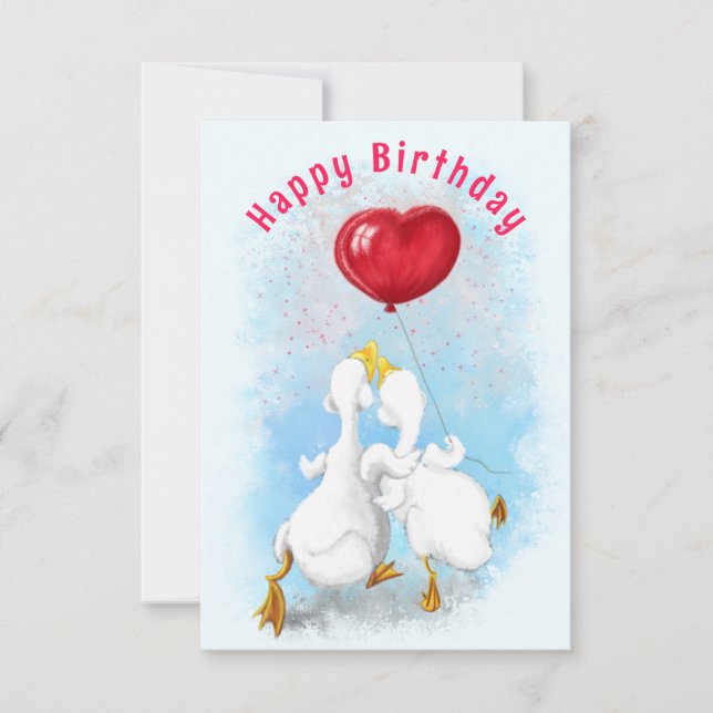 Carte d'anniversaire drôle avec Couple Duck Love (Devant)