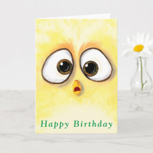 Carte d'anniversaire drôle avec des yeux de poulet