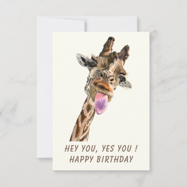 Carte d'anniversaire drôle avec Giraffe joueuse -  (Devant)