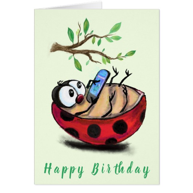 Carte d'anniversaire drôle avec Happy Ladybug (Devant)