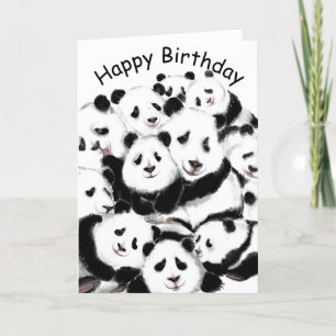 Carte d'anniversaire drôle avec Happy Panda Family