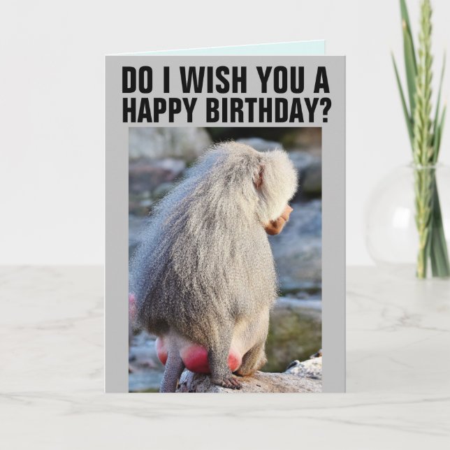 CARTE D'ANNIVERSAIRE DRÔLE AVEC LE DERRIÈRE DE BAB (Devant)