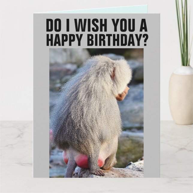 CARTE D'ANNIVERSAIRE DRÔLE AVEC LE DERRIÈRE D'UN B (Devant)